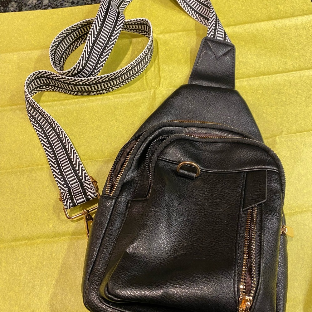 Black Faux Leather Women’s Sling Bag